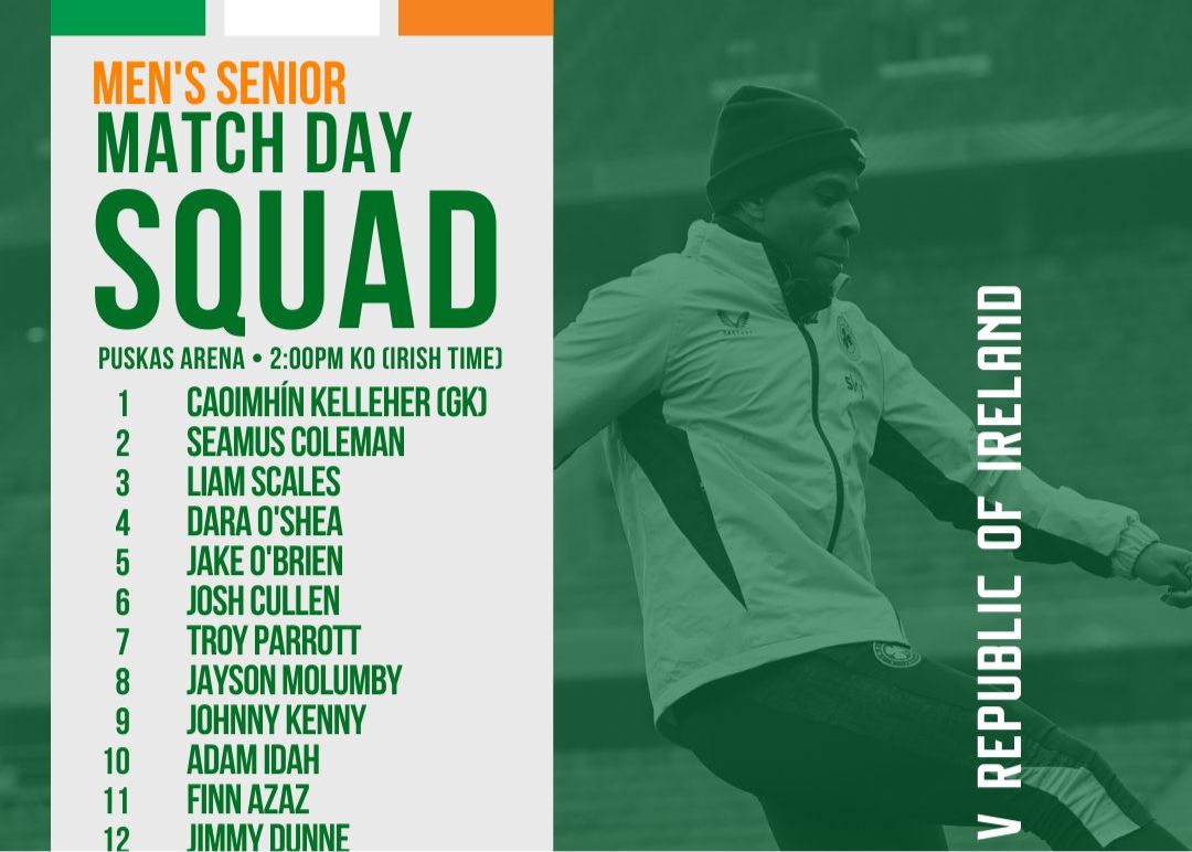 La plantilla de Irlanda para esta ronda de clasificación para el Mundial: Collins, Kelleher y Azaz están en la lista
